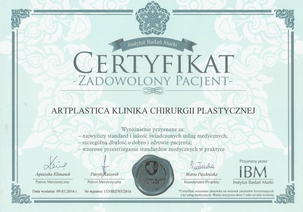 The ‘Satisfied Patient’ Certificate 