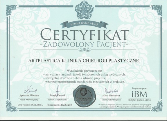 The ‘Satisfied Patient’ certificate