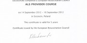 Beauty Group - dr Fabian Urban - certificate