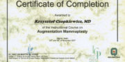 Certyficate - Krzysztof Czopkiewicz - Plastic surgeon