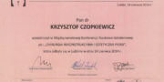 Certyficate - Krzysztof Czopkiewicz - Plastic surgeon