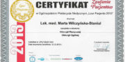 Beauty Group - dr Marta Wilczyńska Staniul - certificate